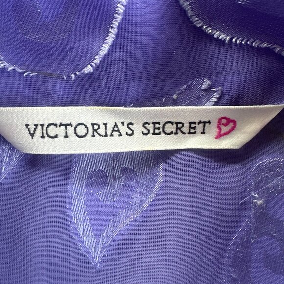 Vintage Victoria’s Secret Sheer Purple Heart Pajama Set | Coquette Y2K Soft Girl - Picture 9 of 15